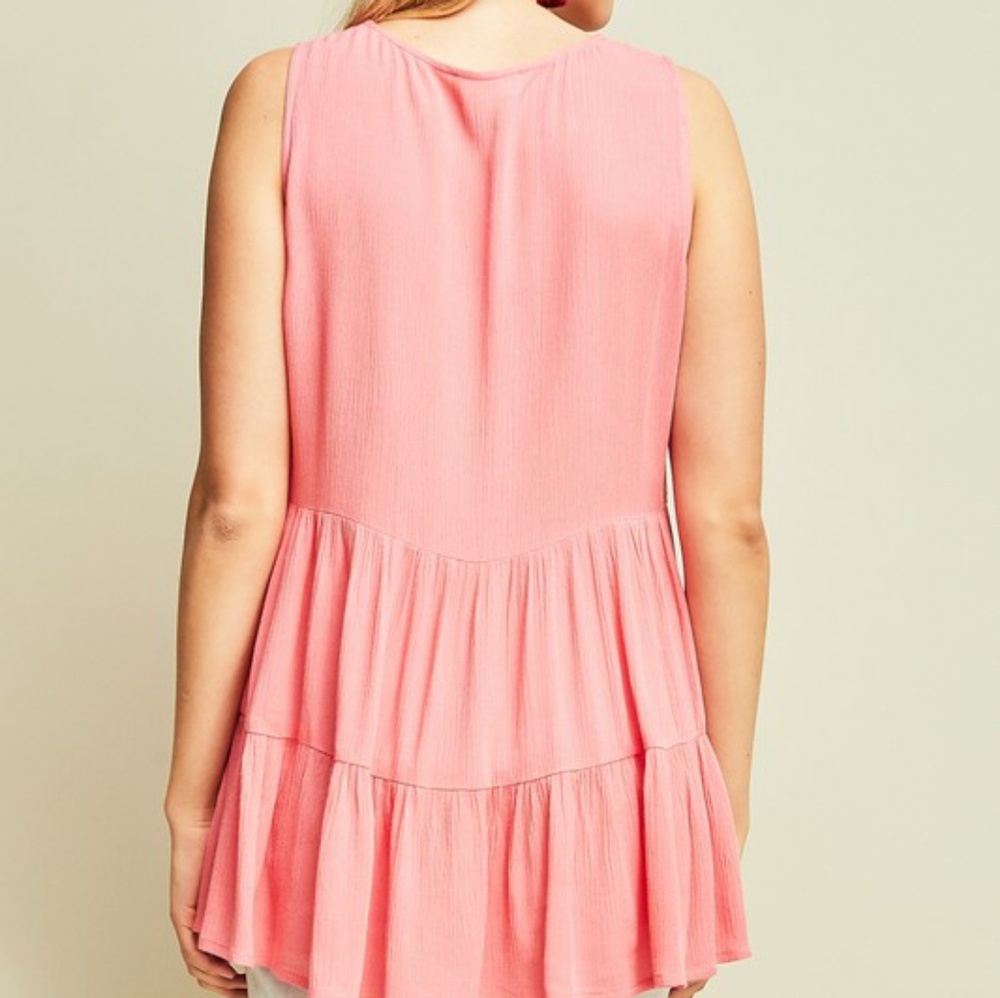 Pink Embroidered Tiered Top - Picture 3 of 3